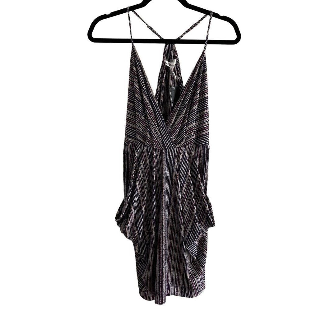 BCBGmaxazria Women SZ S Blue/Pink/White Combo Striped Racerback Strap Dress NWT